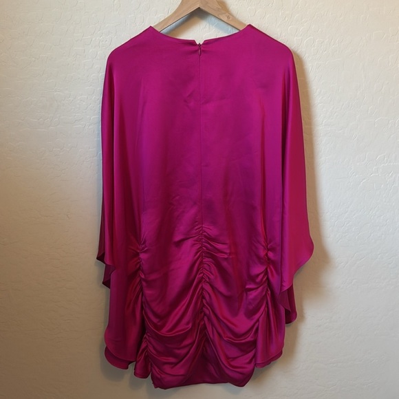 NWT JONATHAN SIMKHAI Kadence Bell-Sleeve Satin Mini Dress Size 8 Bougainvillea - Picture 7 of 9